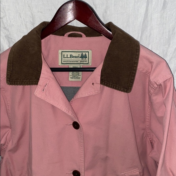 Vintage L.L. Bean Pink Jacket Barn Coat with Brown Corduroy Accents Size XL - Picture 2 of 6
